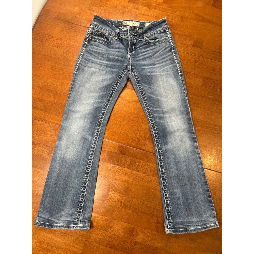 BKE Culture Bootcut Jeans Womens 27R Blue Denim Thick Stitch Whiskered
